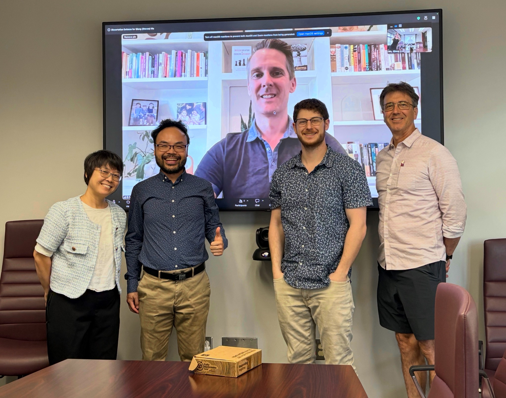 Steven Wu with his dissertation committee after his 2026 dissertation defense at Texas A&M University